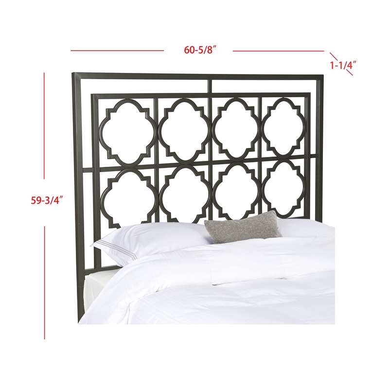 Pemberly Row Contemporary King Metal Headboard in Gunmetal Finish