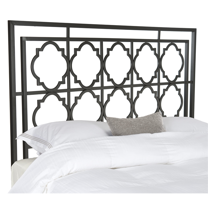 Pemberly Row Contemporary King Metal Headboard in Gunmetal Finish