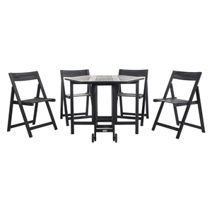 Pemberly Row Contemporary 5 Piece Patio Dining Set in Black Finish