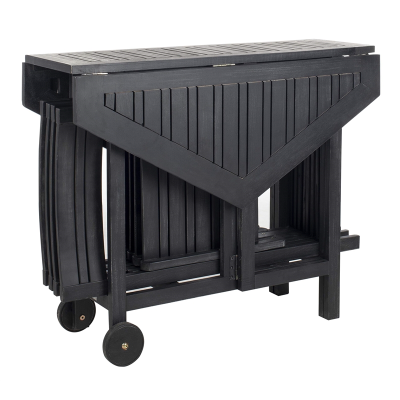 Pemberly Row Contemporary 5 Piece Patio Dining Set in Black Finish