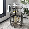 Pemberly Row Contemporary 3 Tier Glass Bar Cart in Gunmetal Finish