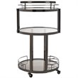 Pemberly Row Contemporary 3 Tier Glass Bar Cart in Gunmetal Finish
