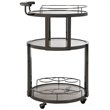 Pemberly Row Contemporary 3 Tier Glass Bar Cart in Gunmetal Finish