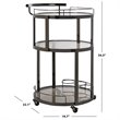 Pemberly Row Contemporary 3 Tier Glass Bar Cart in Gunmetal Finish