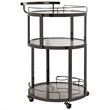 Pemberly Row Contemporary 3 Tier Glass Bar Cart in Gunmetal Finish