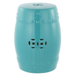 Pemberly Row Contemporary Ceramic Garden Stool in Light Aqua