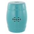 Pemberly Row Contemporary Ceramic Garden Stool in Light Aqua