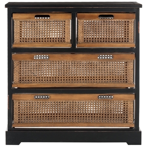 Pemberly Row Contemporary Pine 4 Drawer Storage Unit in Black