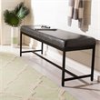 Pemberly Row Contemporary Faux Leather Bench in Gray and Black