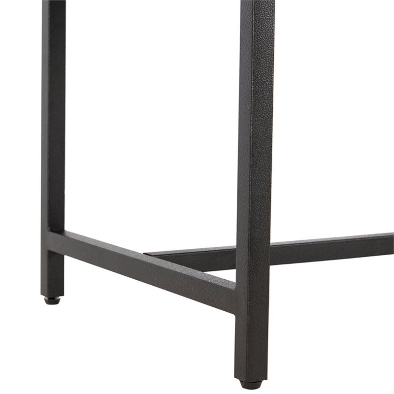 Pemberly Row Contemporary Faux Leather Bench in Gray and Black