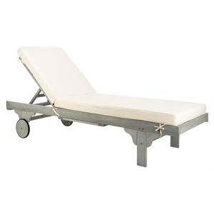 Pemberly Row Contemporary Patio Chaise Lounge in Gray and White