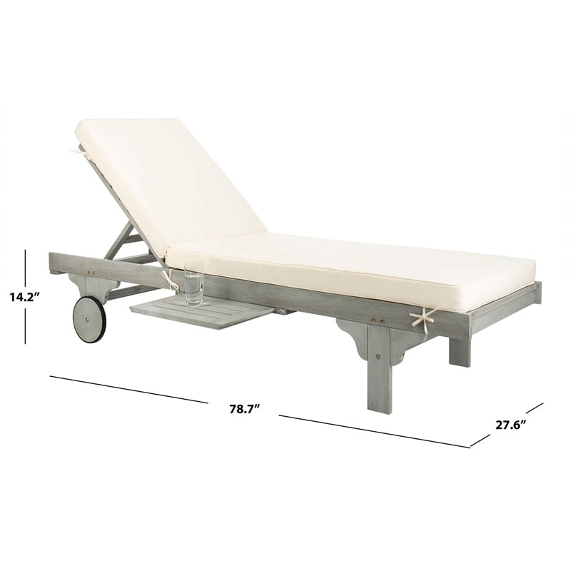 Pemberly Row Contemporary Patio Chaise Lounge in Gray and White