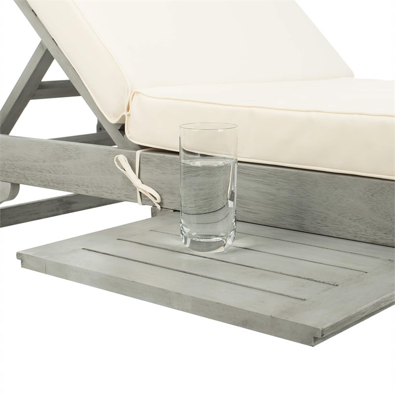 Pemberly Row Contemporary Patio Chaise Lounge in Gray and White