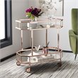 Pemberly Row Contemporary 2 Tier Mirrored Bar Cart in Rose Gold