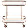 Pemberly Row Contemporary 2 Tier Mirrored Bar Cart in Rose Gold
