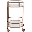 Pemberly Row Contemporary 2 Tier Mirrored Bar Cart in Rose Gold