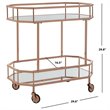 Pemberly Row Contemporary 2 Tier Mirrored Bar Cart in Rose Gold