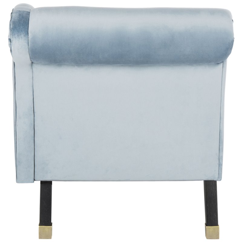 Pemberly Row Contemporary Chaise Lounge in Slate Blue and Black