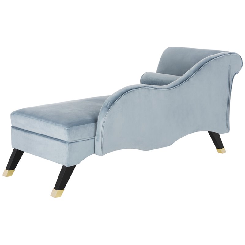 Pemberly Row Contemporary Chaise Lounge in Slate Blue and Black