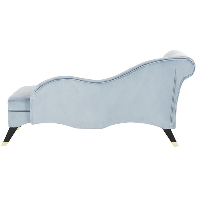 Pemberly Row Contemporary Chaise Lounge in Slate Blue and Black