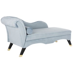Pemberly Row Contemporary Chaise Lounge in Slate Blue and Black