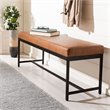 Pemberly Row Contemporary Faux Leather Bench in Brown and Black