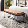 Pemberly Row Contemporary Faux Leather Bench in Brown and Black