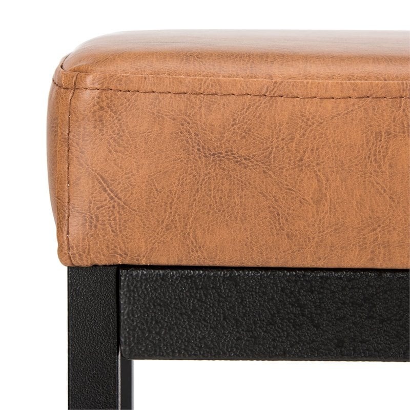 Pemberly Row Contemporary Faux Leather Bench in Brown and Black