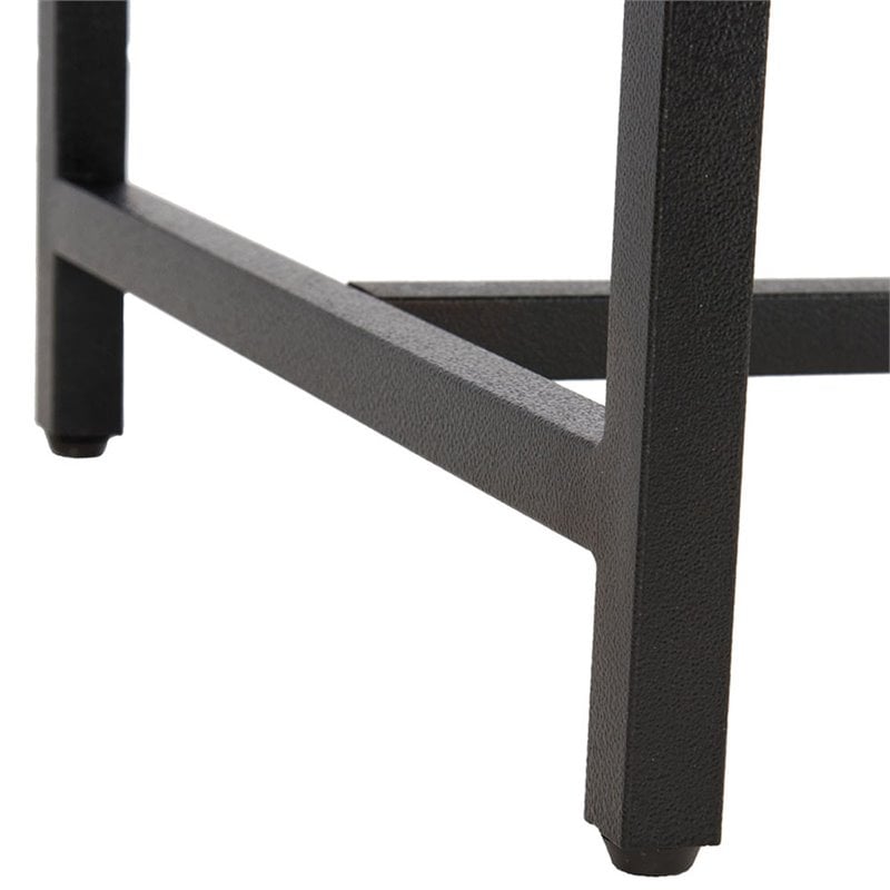 Pemberly Row Contemporary Faux Leather Bench in Brown and Black