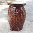 Pemberly Row Contemporary Wise Owl Ceramic Garden Stool in Brown