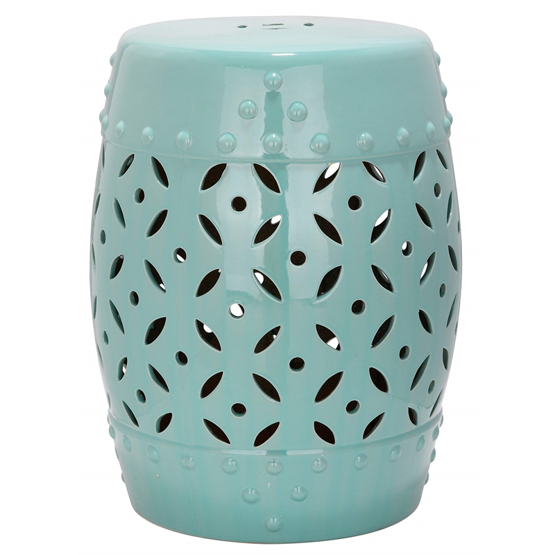 Pemberly Row Contemporary Ceramic Garden Stool in Robbins Egg Blue