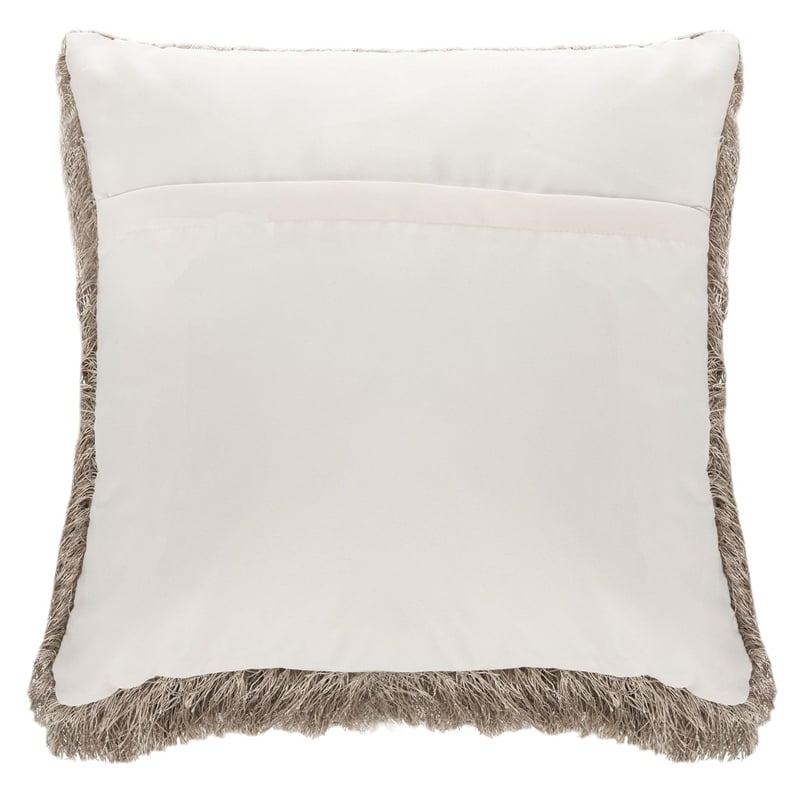 Pemberly Row Contemporary Shag Throw Pillow in Champagne and White
