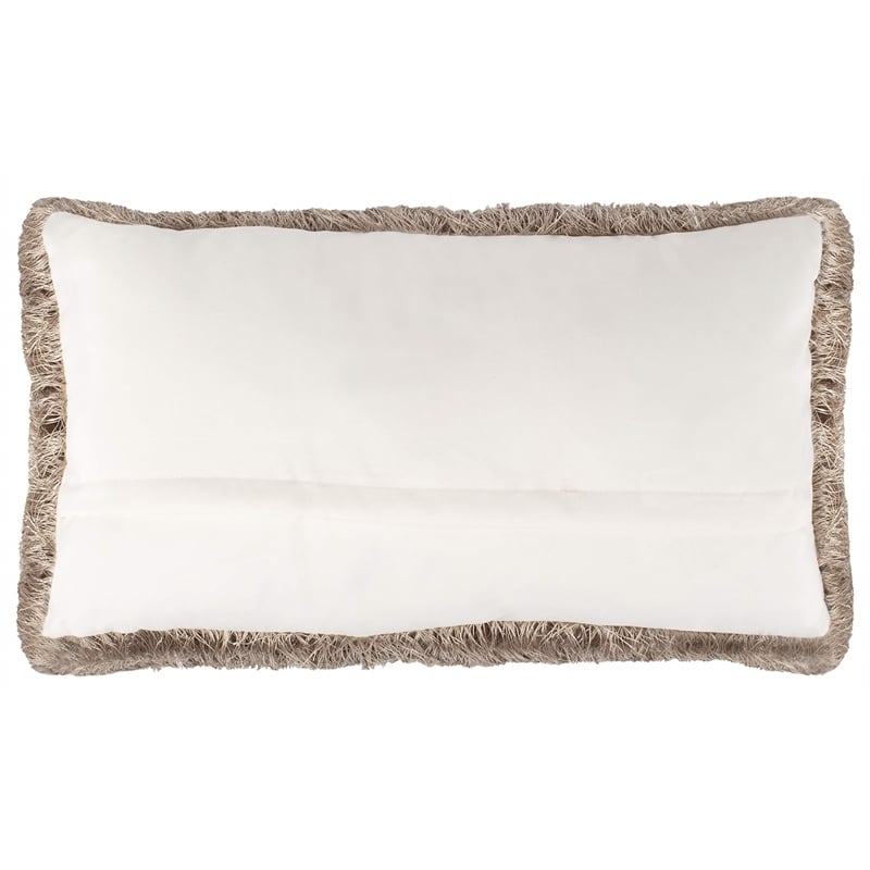 Pemberly Row Contemporary Shag Throw Pillow in Champagne and White