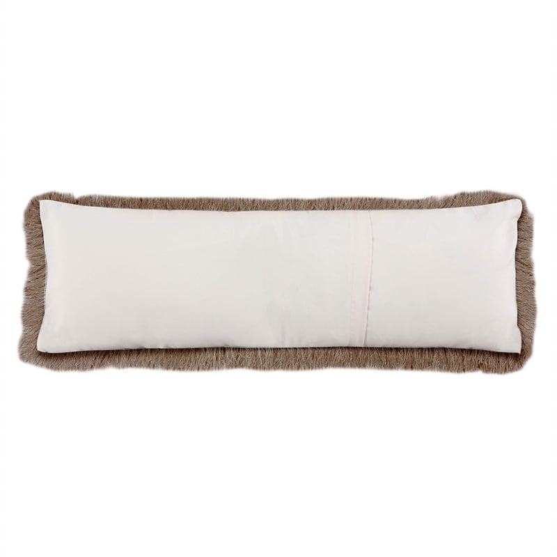 Pemberly Row Contemporary Shag Throw Pillow in Champagne and White