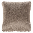 Pemberly Row Contemporary Shag Throw Pillow in Champagne and White