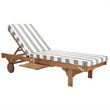 Pemberly Row Contemporary Mobile Patio Chaise Lounge in Gray and White