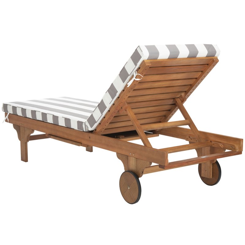 Pemberly Row Contemporary Mobile Patio Chaise Lounge in Gray and White