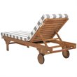 Pemberly Row Contemporary Mobile Patio Chaise Lounge in Gray and White