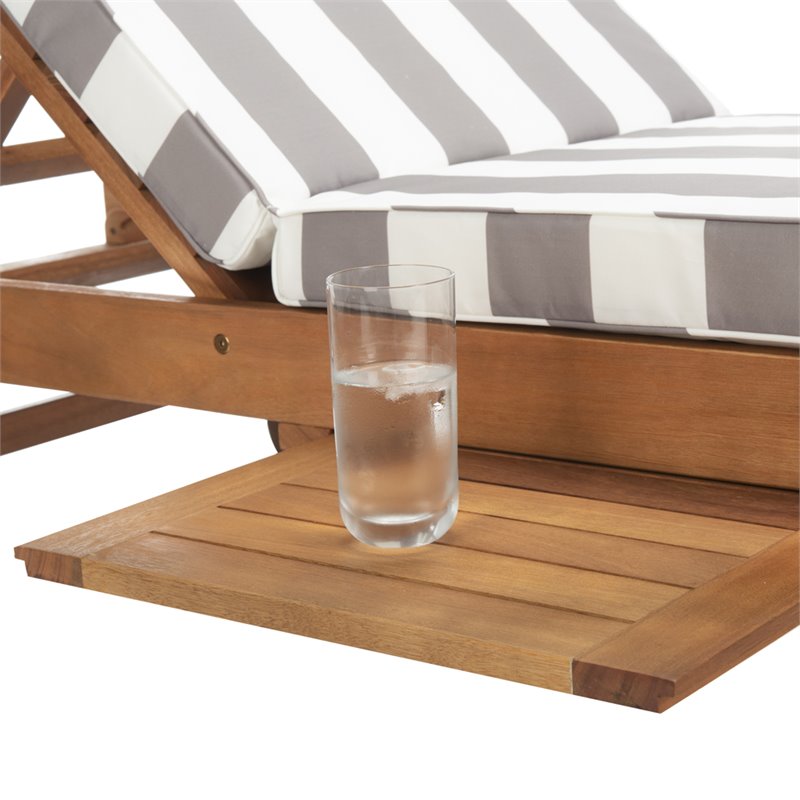 Pemberly Row Contemporary Mobile Patio Chaise Lounge in Gray and White