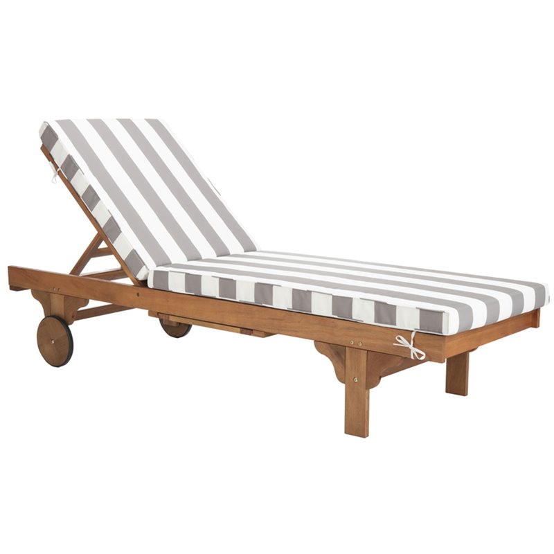 Pemberly Row Contemporary Mobile Patio Chaise Lounge in Gray and White
