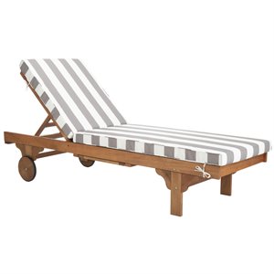 Pemberly Row Contemporary Mobile Patio Chaise Lounge in Gray and White