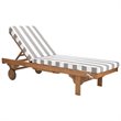 Pemberly Row Contemporary Mobile Patio Chaise Lounge in Gray and White