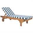 Pemberly Row Contemporary Mobile Patio Chaise Lounge in Navy and White