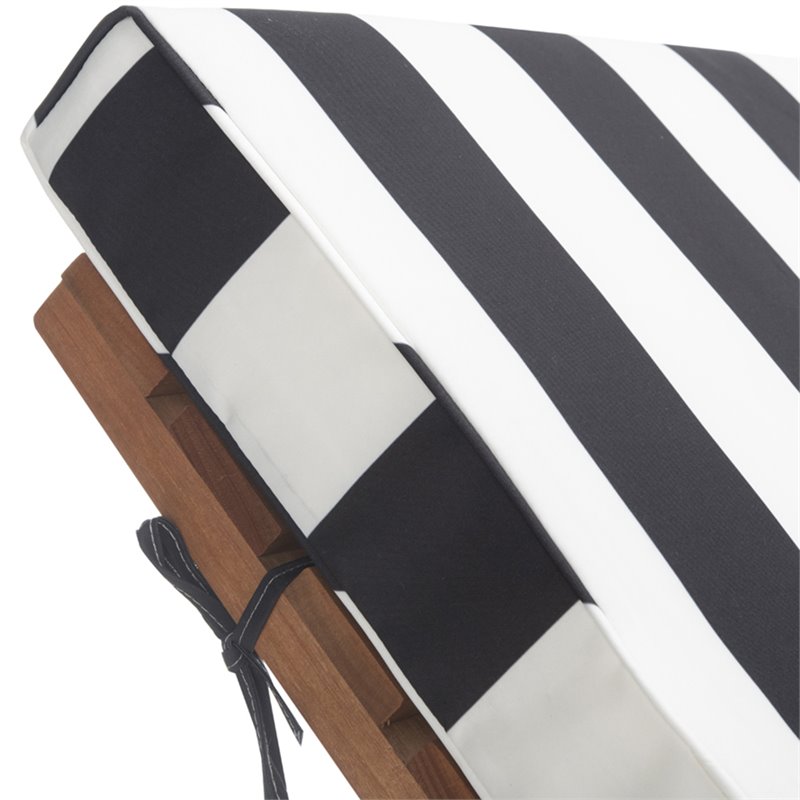 Pemberly Row Contemporary Mobile Patio Chaise Lounge in Black and White