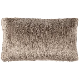 Pemberly Row Contemporary 14&quot x 24&quot Throw Pillow in Champagne and White