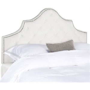 Pemberly Row Nailhead Tufted Queen Arched Headboard in White