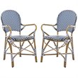 Pemberly Row Wicker Patio Dining Side Chair in Navy (Set of 2)