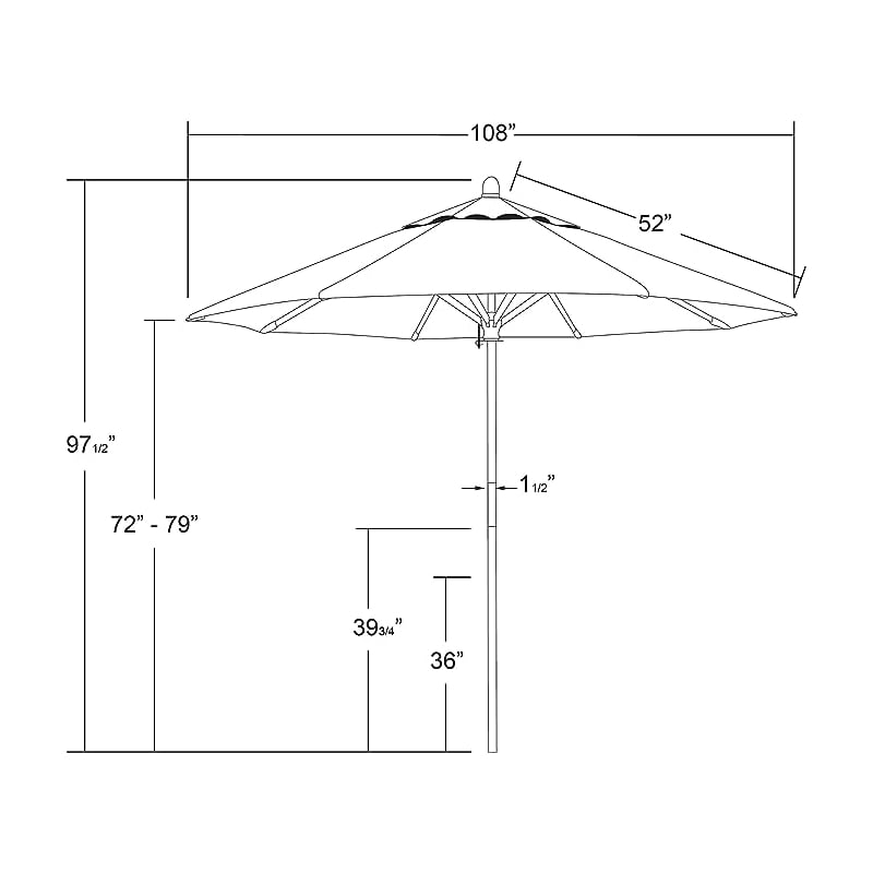 Pemberly Row Contemporary 9' Patio Umbrella 1A Forest Green Fabric