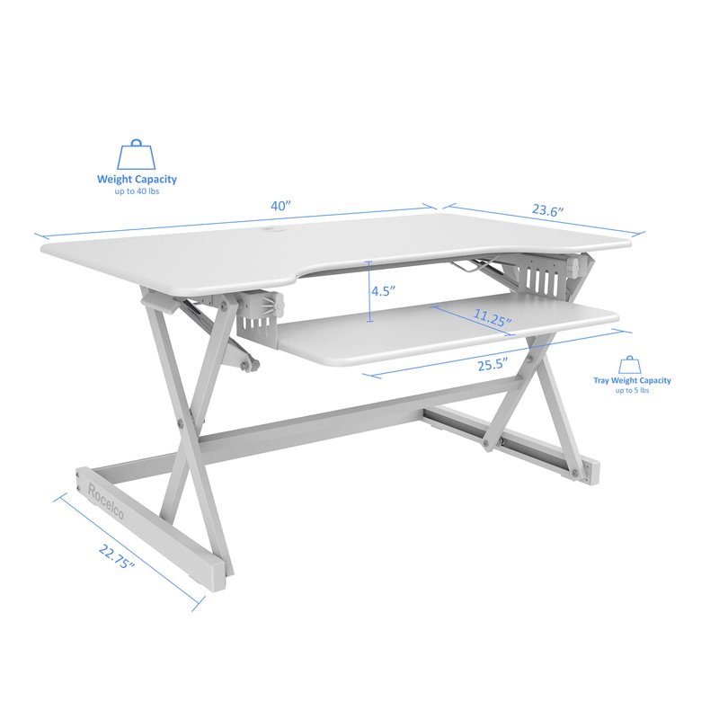 Pemberly Row Adjustable White Standing Desk Converter/Dual Monitor Mount Bundle