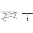 Pemberly Row Adjustable White Standing Desk Converter/Dual Monitor Mount Bundle